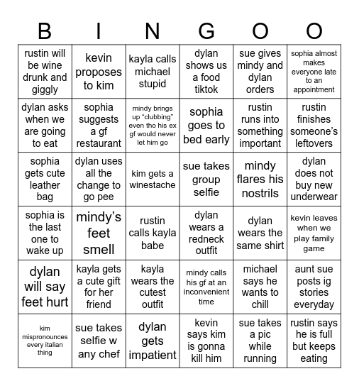 italia Bingo Card