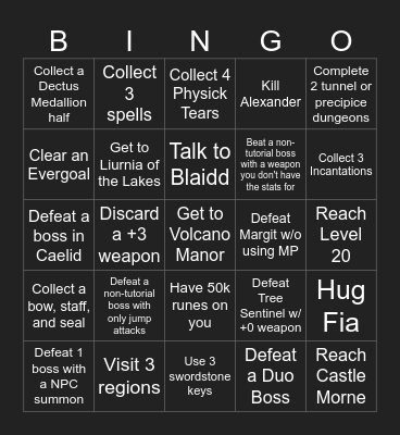 Elden Ring Bingo! (Easy) Bingo Card
