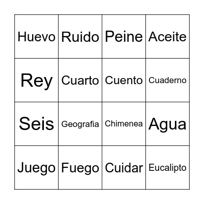 DIPTONGOS CON E / I Bingo Card