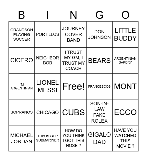 DAN'S POPULAR SAYINGS Bingo Card