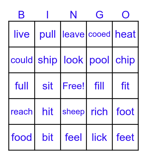 Minimal Pairs Bingo #1 Bingo Card