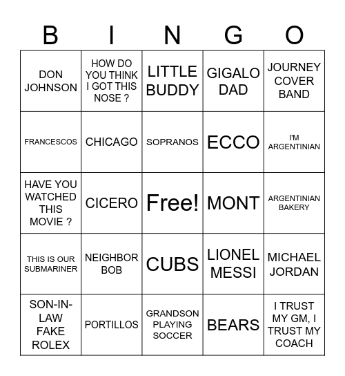 DAN'S POPULAR SAYINGS Bingo Card