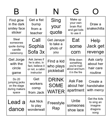 Winner gets a secret prize Bingo Card