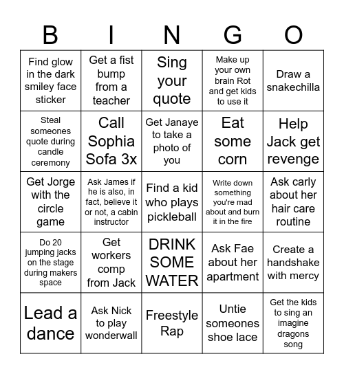 Winner gets a secret prize Bingo Card