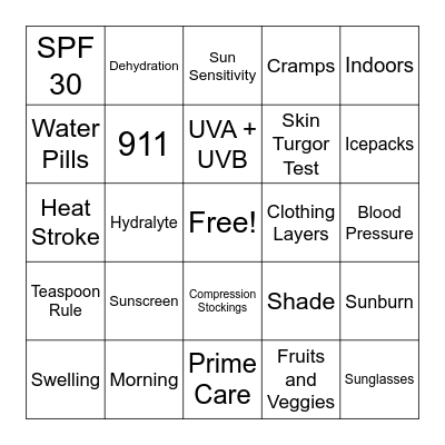 Summertime Bingo! Bingo Card