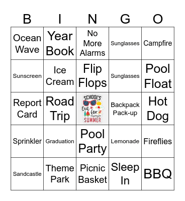 School's Out for Summer Bingo Card