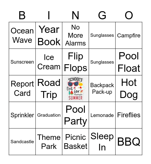 School's Out for Summer Bingo Card