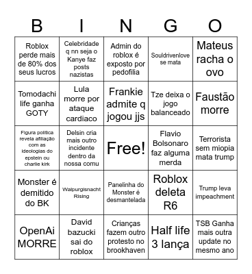 2026 bingo Card