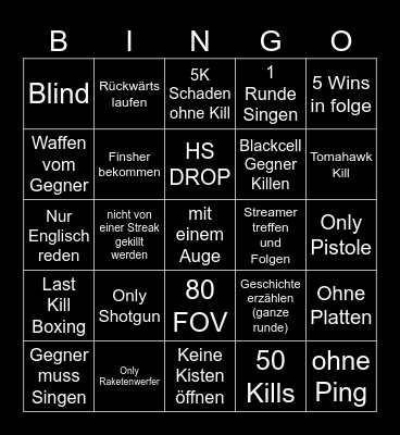 Warzone Bingo Card