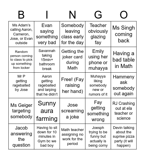 710 Bingo 5/21/26 Bingo Card
