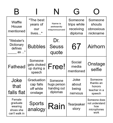 SPHS 2026 Graduation Bingo Card