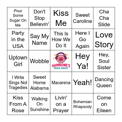 Songs That Get White People TURNT! Bingo Card