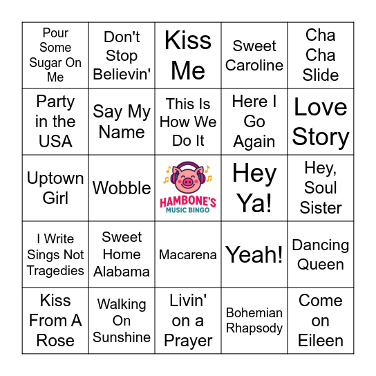 Songs That Get White People TURNT! Bingo Card