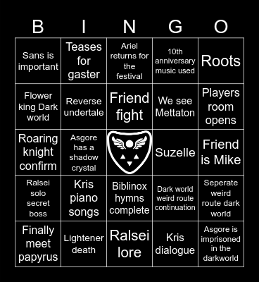 Deltarune Chapter 5 Bingo Card