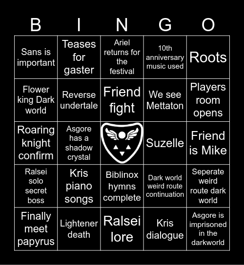 Deltarune Chapter 5 Bingo Card