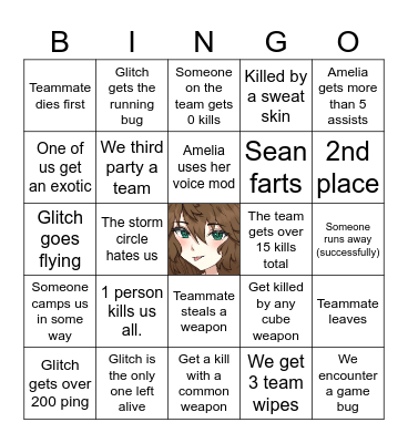 Zero build reload bingo! Bingo Card