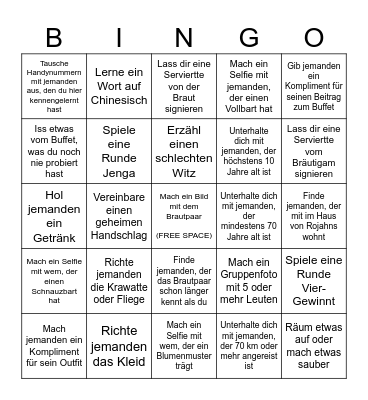 WEDDING BINGO Card