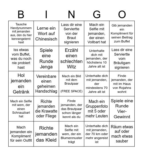 WEDDING BINGO Card