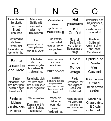 Samuel & Chiara's Wedding Bingo Card