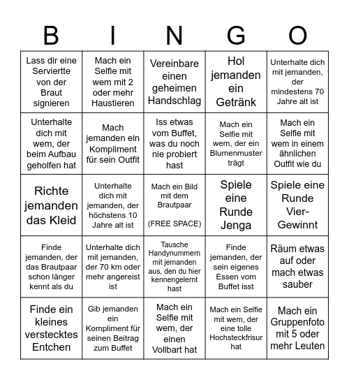 Samuel & Chiara's Wedding Bingo Card