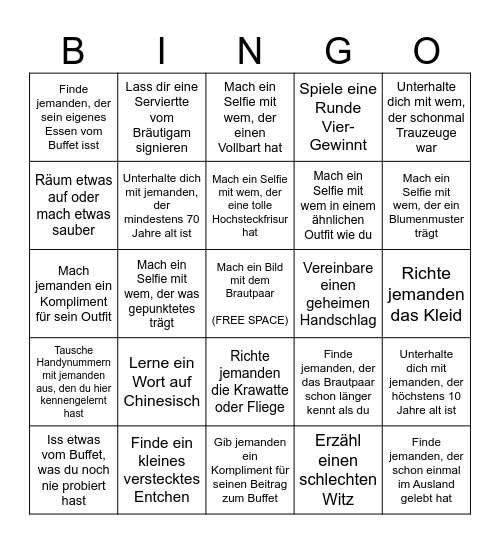 Samuel & Chiara's Wedding Bingo Card