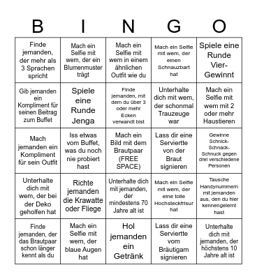 Samuel & Chiara's Wedding Bingo Card