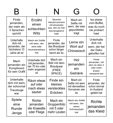 Samuel & Chiara's Wedding Bingo Card