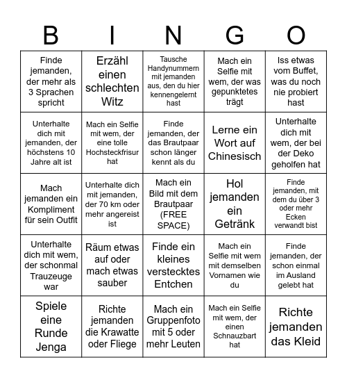 Samuel & Chiara's Wedding Bingo Card