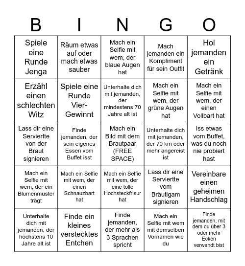 Samuel & Chiara's Wedding Bingo Card