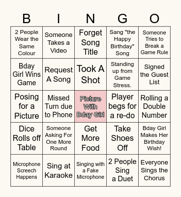 BIRTHDAY BINGO! Bingo Card