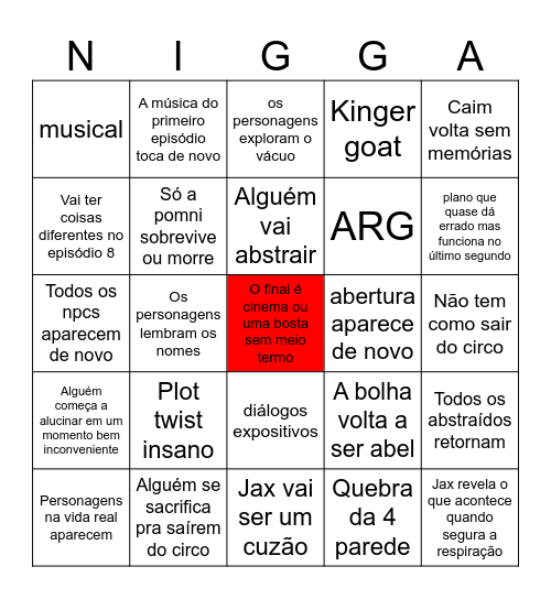 Filme de digital circus Bingo Card