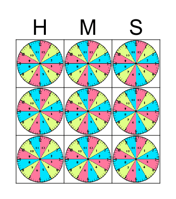 Time to the Hour Bingo Card