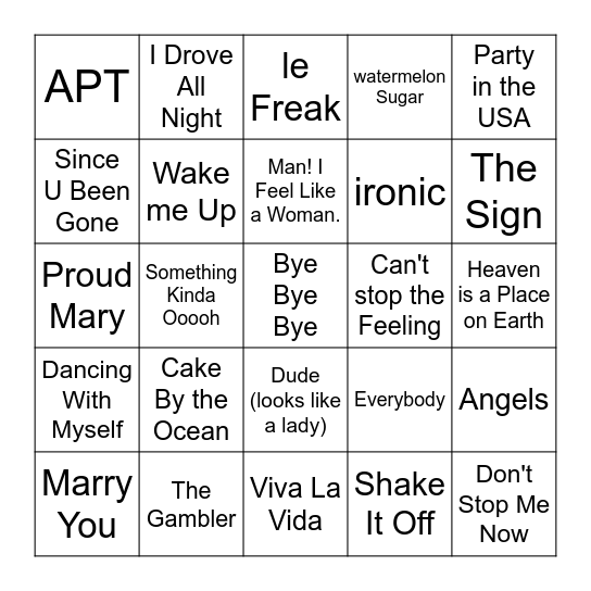 Bingo Disco Game 1 Bingo Card