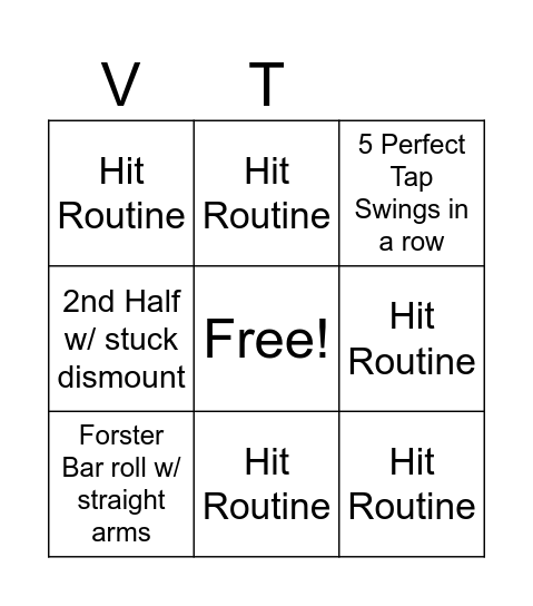 Vault Bingo Card