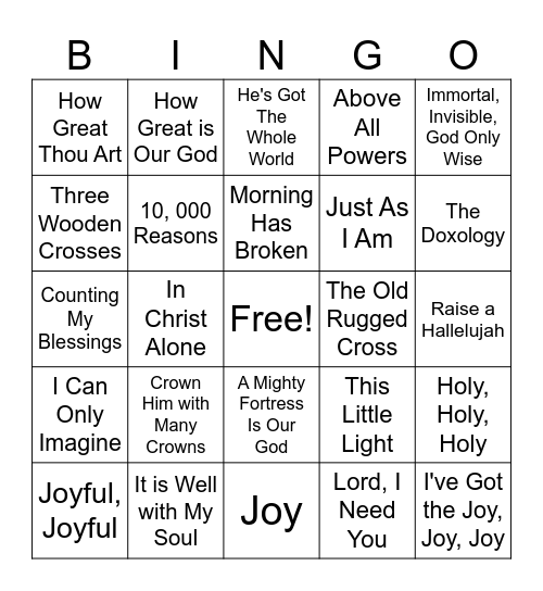 Bible Study Singo Bingo Card