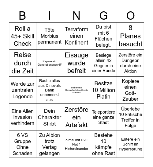 DnD Talona Protokoll Bingo Card