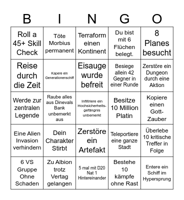 DnD Talona Protokoll Bingo Card
