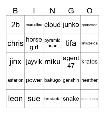 mcm Bingo Card