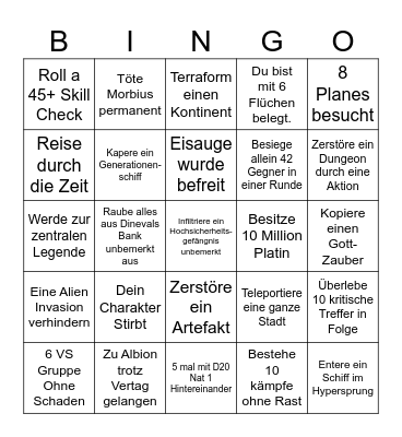 DnD Talona Protokoll Bingo Card