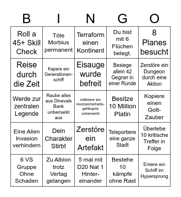 DnD Talona Protokoll Bingo Card