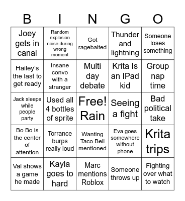 Ocean City Bingo Card