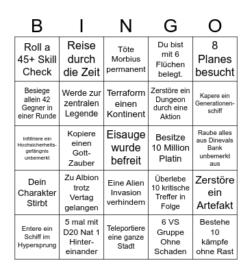DnD Talona Protokoll Bingo Card