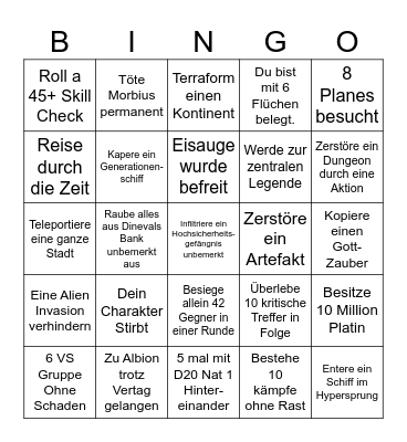 DnD Talona Protokoll Bingo Card