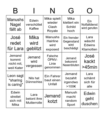 Prag Bingokarte Bingo Card