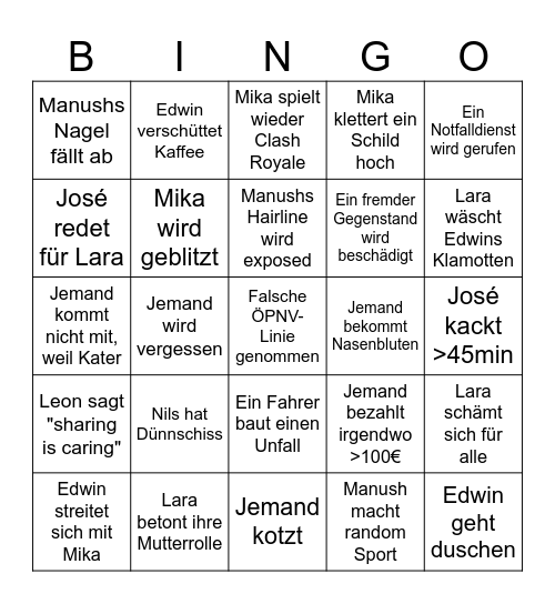 Prag Bingokarte Bingo Card
