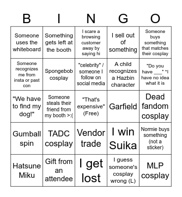 Momocon Day 1 Bingo Card