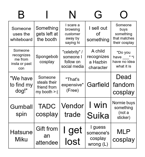 Momocon Day 1 Bingo Card