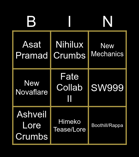 4.3 Livestream Bingo Card