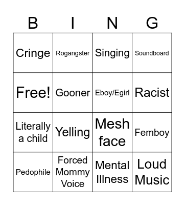 Roblox Bingo Card