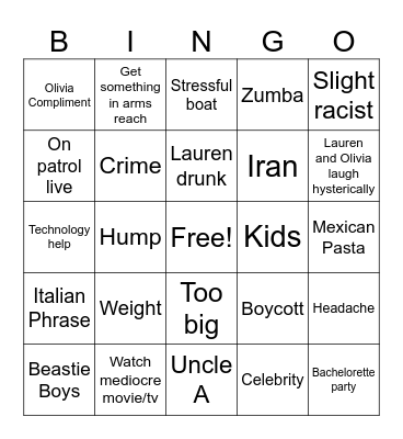 Lake House Bingo Card